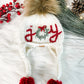 Knitted Christmas Joy Hat for Babies and Kids, Baby's 1st Christmas, Holiday Photography Prop, Family Photo Prop