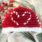 Hand-Knit Candy Cane Baby Bonnet, Red and White Christmas Bonnet Hat, Photography Prop, Holiday Family Photo Prop