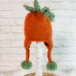 Pumpkin Baby Hat - Handmade Knitted Newborn Beanie with Earflaps - Baby Fall and Halloween Accessory