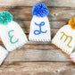 Hand Knit Newborn Hat with Initial, Monogrammed Baby Hat