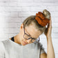 Pumpkin Spice Knitted 90’s Hair Scrunchie, Womens Fall Hair Accessory