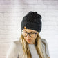 Charcoal Chunky Knit Slouch Beanie Hat, Womens Grey Slouchy Beanie Hat