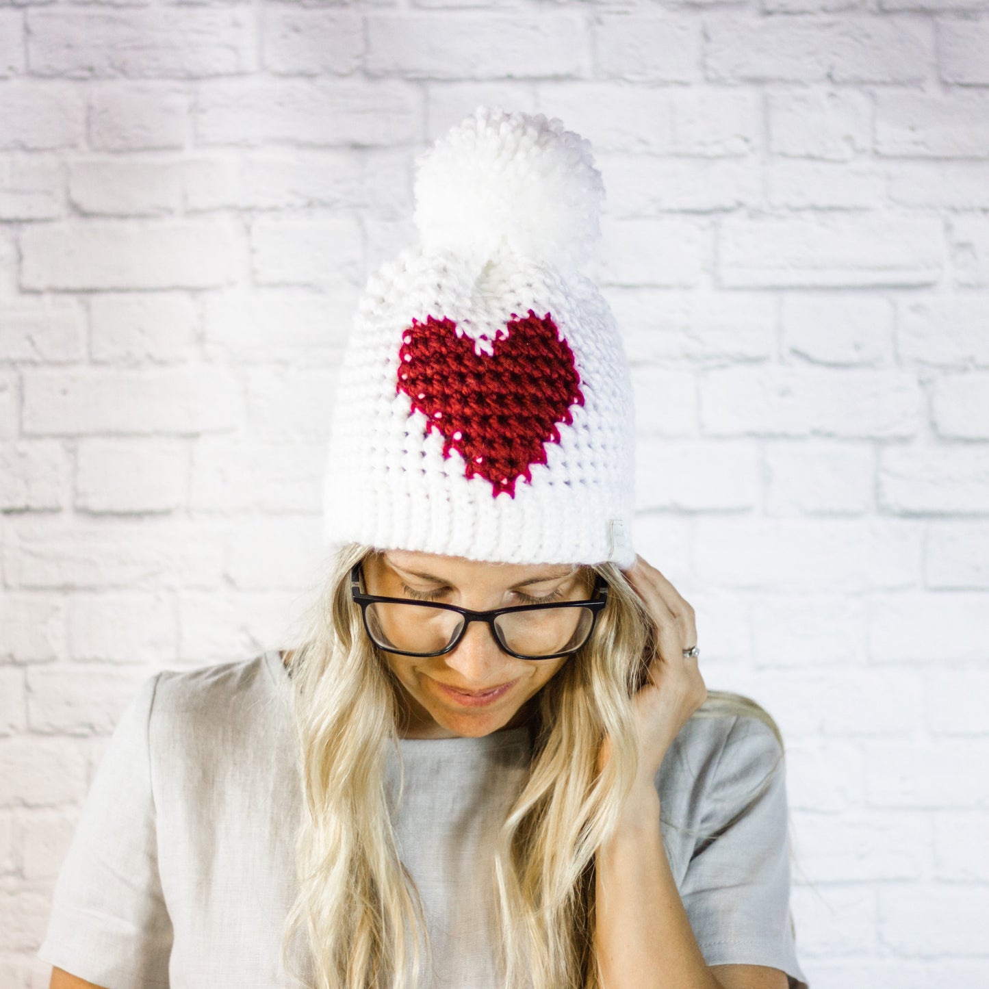 Women's Valentine's Day Heart Hat - White & Red