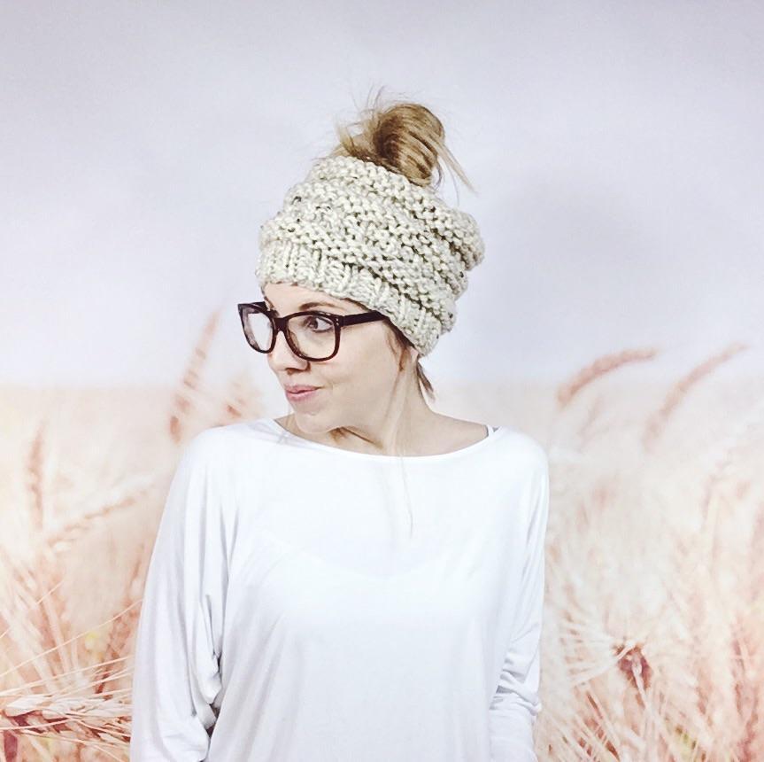 Ponytail on sale knit hat