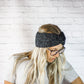 Charcoal Wide Chunky Knit Twisted Turban Ear Warmer Headband for Women