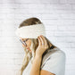 Cream Chunky Knit Ear Warmer, Ladies Wide Twisted Turban Headband