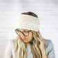 Cream Extra Wide Cable Knit Headband, Chunky Knit Winter Headband with Button