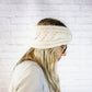 Cream Extra Wide Cable Knit Headband, Chunky Knit Winter Headband with Button