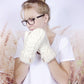 Cream White Cable Knit Hand Warmers, Knitted Winter Mittens for Women