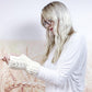 Cream Hand Knit Wrist Warmers for Women, Women's Knitted Fingerless Texting Gloves